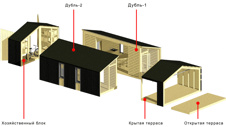 Примерная компоновка модульного дома