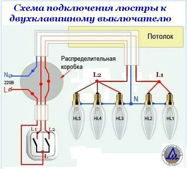 Схема люстра с выключателем