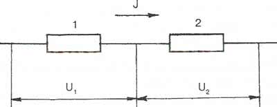 Последовательное соединение двух резисторов в цепи