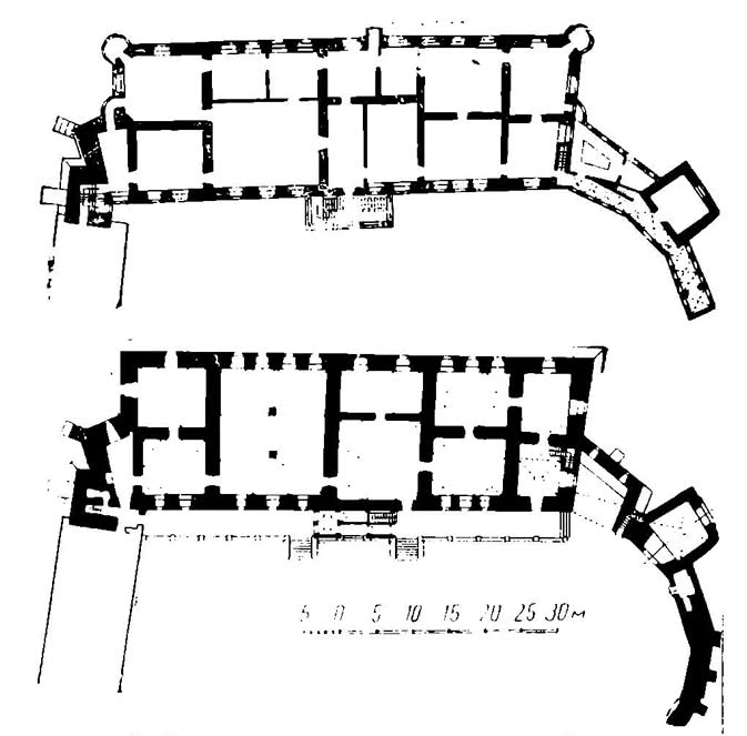 Планы первого и второго этажей дворца Батория