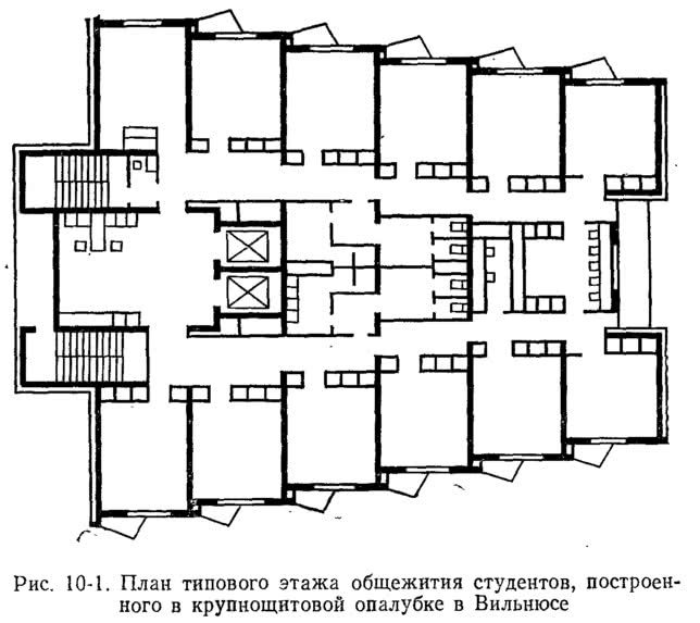 Рис. 10-1. План типового этажа общежития студентов