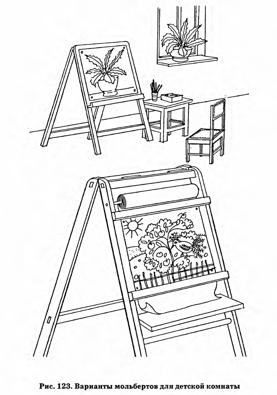 Рис. 123. Варианты мольбертов для детской комнаты