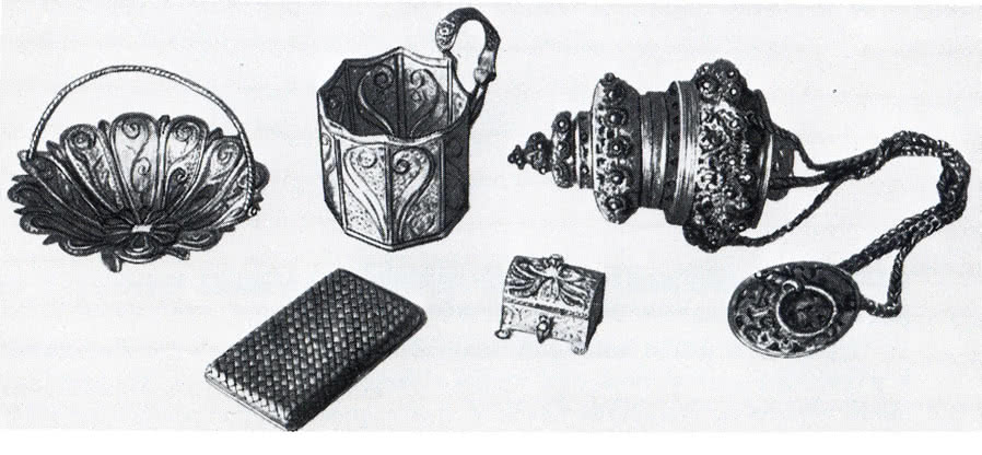 Серебряные сканые изделия XVIII—XIX вв., так называемая филигрань