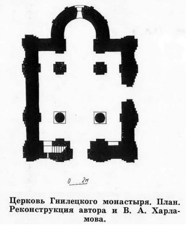 Церковь Гнилецкого монастыря. План. Реконструкция автора и В. А. Харламова