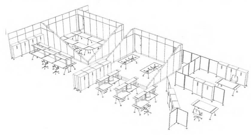 Организация офисного пространства мебелью системы Номос. Норман Фостер