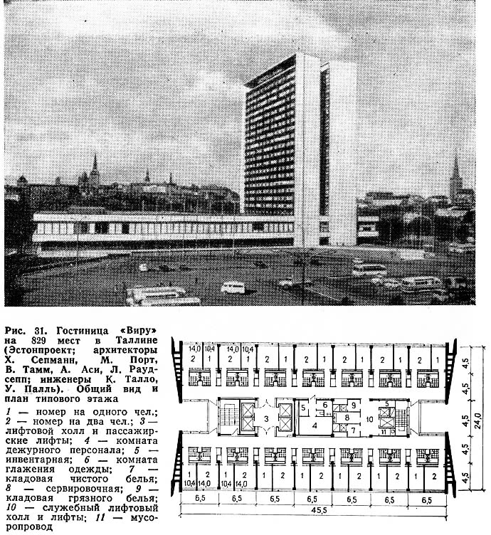 Рис. 31. Гостиница «Виру» на 829 мест в Таллине