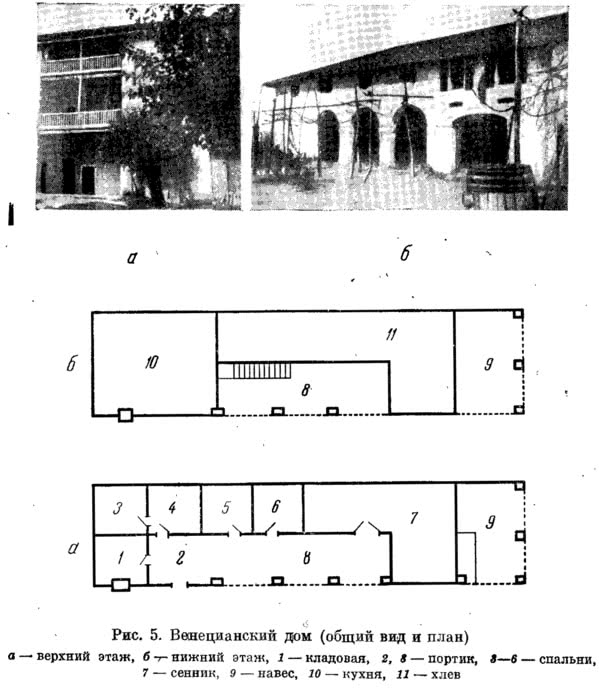 Рис. 5. Венецианский дом (общий вид и план)