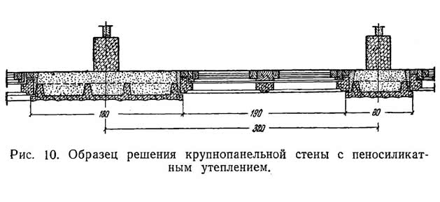 Рис. 10. Образец решения крупнопанельной стены с пеносиликатным утеплением