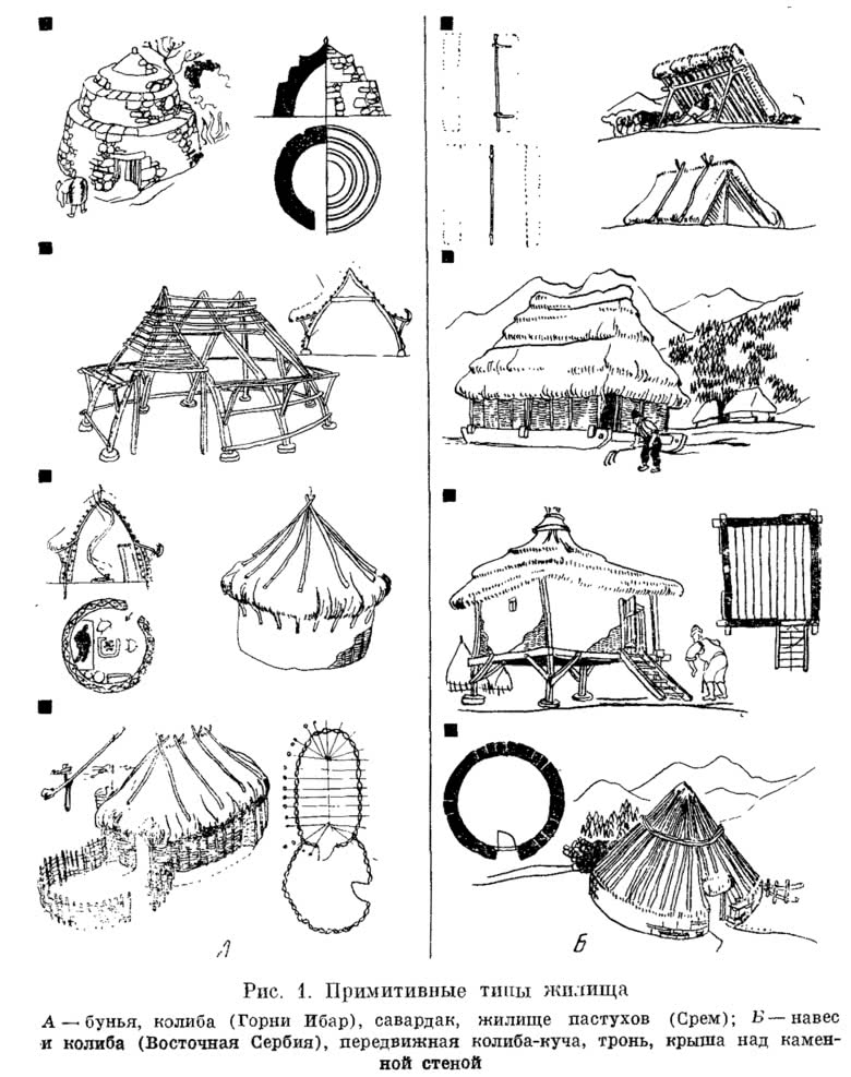 Рис. 1. Примитивные типы жилища