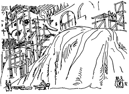 Рангун, Бирма. Изваяние Будды. Путевые зарисовки 1974 г.