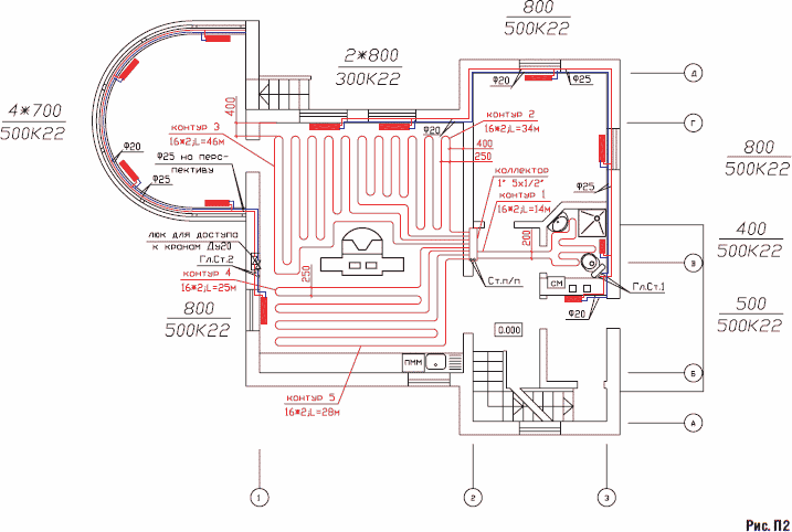 Приложение 3. Пример системы водяного отопления индивидуального жилого дома