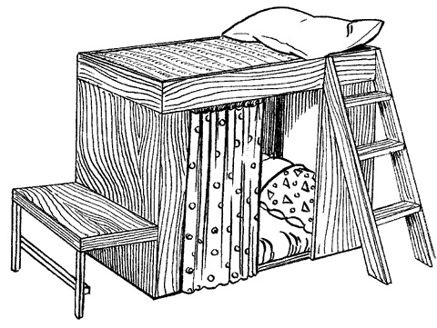 Рис. 56. Вариант двухъярусной кроватки с домиком