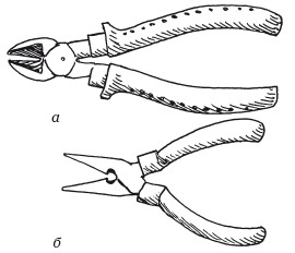 Рис. 56. Кусачки: а) со скругленными губками; б) с прямыми губками
