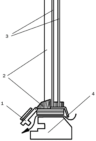 Рис. 78. Оконный блок с установленным вентиляционным клапаном: 1 – вентиляционный клапан; 2 – створка; 3 – стеклопакет; 4 – рама